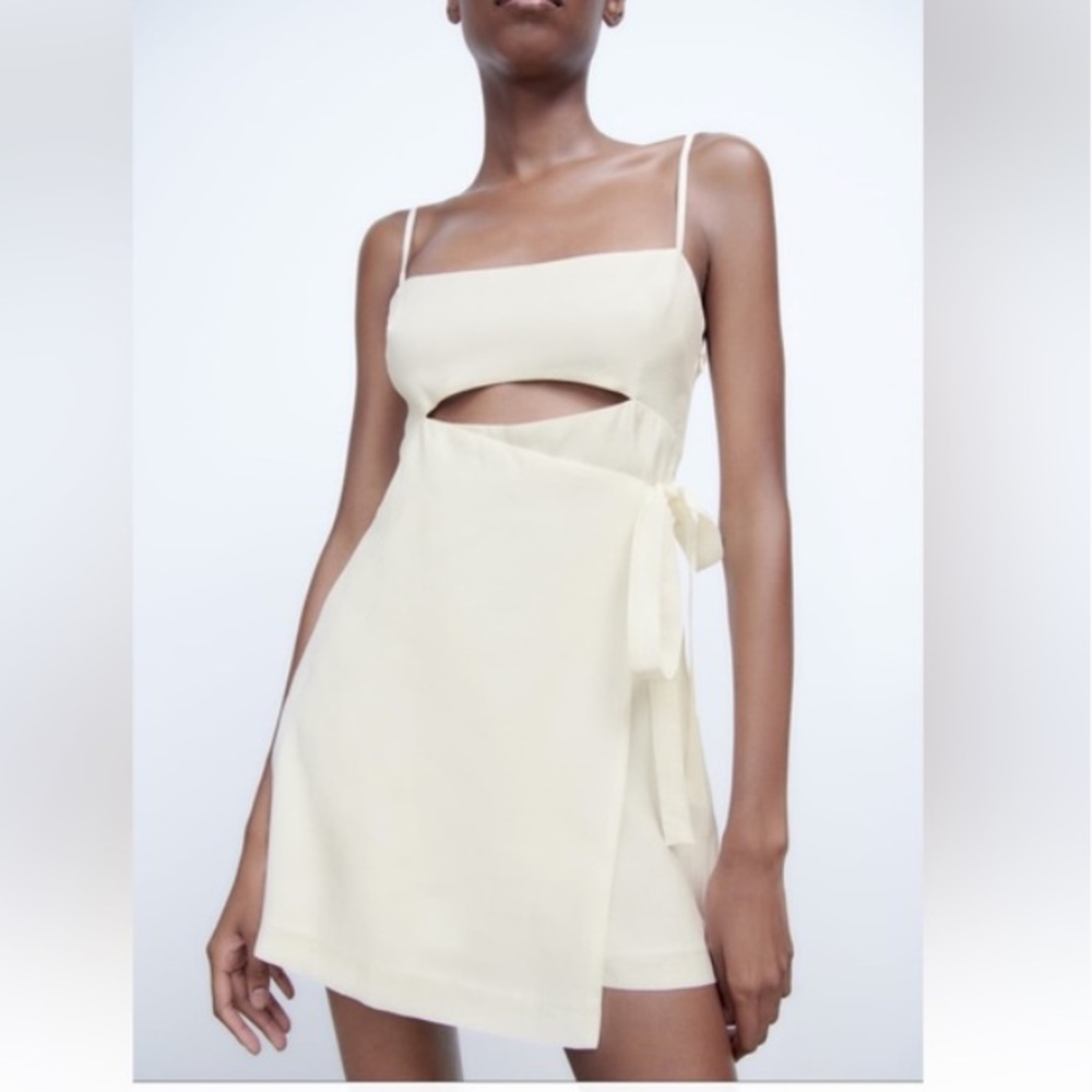 ZARA LINEN BLEND CUT OUT JUMPSUIT DRESS